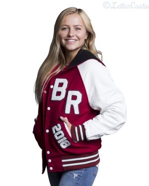 White Leather & Cardinal Red Wool Varsity Letter Jacket
