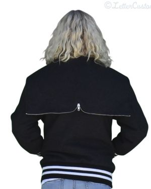Oxford Dark Gray Wool Zip Hood Varsity Letter Jacket