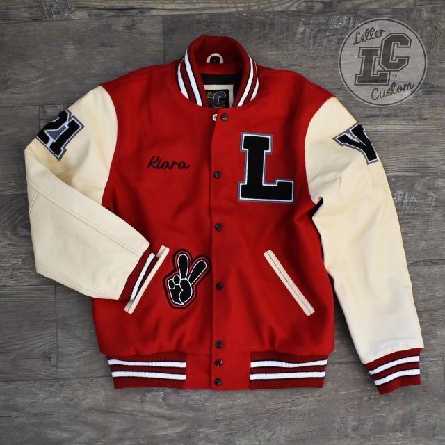 Custom High School Varsity Letter Jacket Cream Leather & Midnight Blue Wool  Hood Personalized Patches Premium Lettercustom® Handmade 