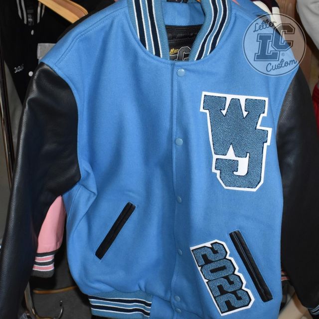 Custom High School Varsity Letter Jacket Cream Leather & Midnight Blue Wool  Hood Personalized Patches Premium Lettercustom® Handmade 